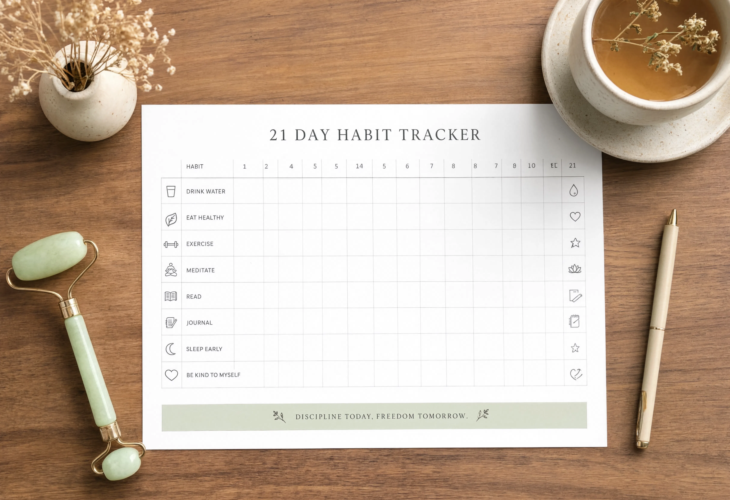 Calendario del Reto de 21 Días de Yoga Facial