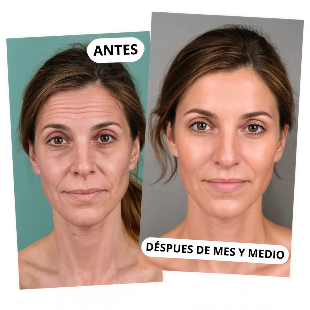 Yoga facial - mujer practicando técnica de rejuvenecimiento facial natural